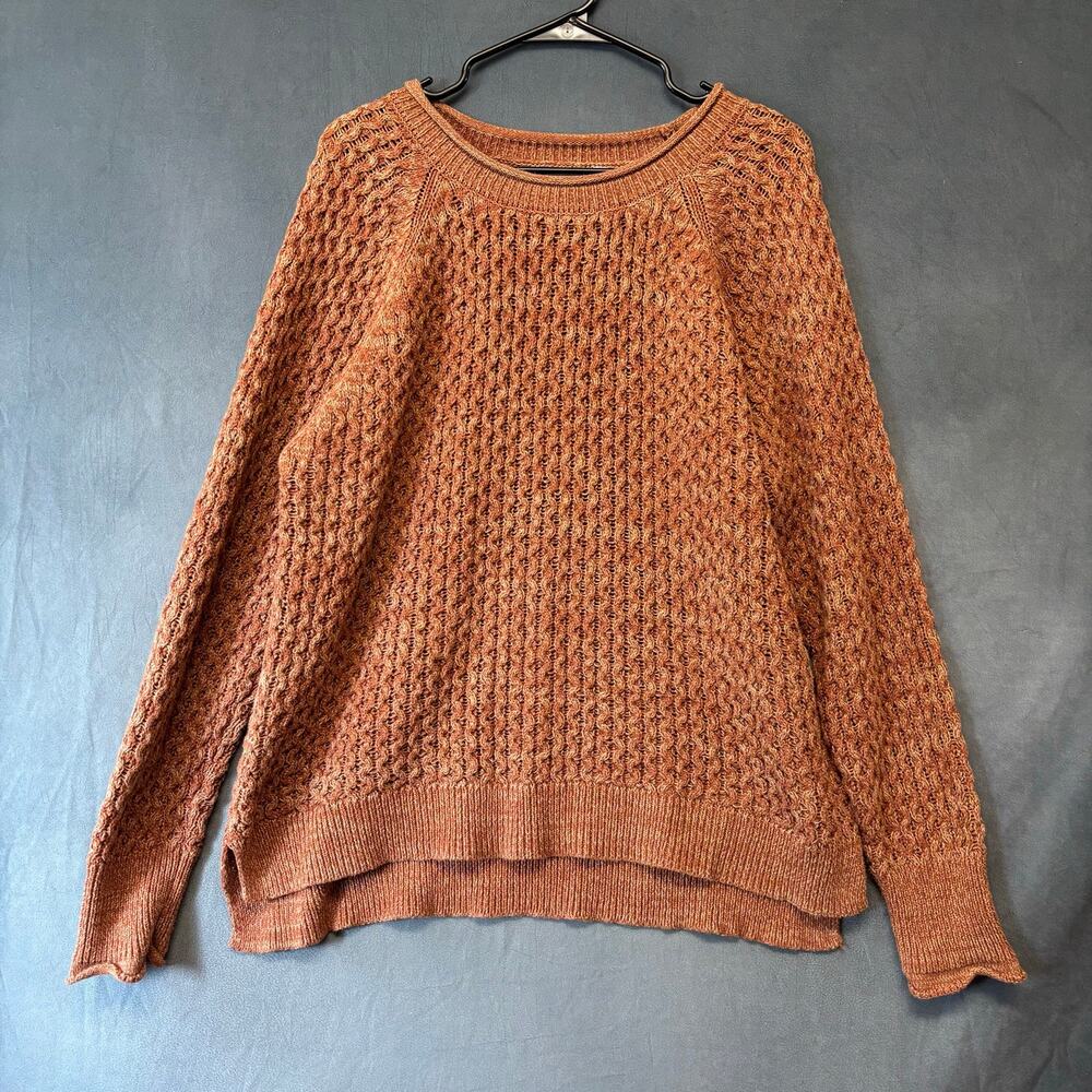 Time and Tru XXL Plus Roll Neck Cable Knit Sweater Rust Brown Boho Cottagecore